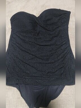 Merona Black Crochet Strapless One Piece Swimsuit Size Xl